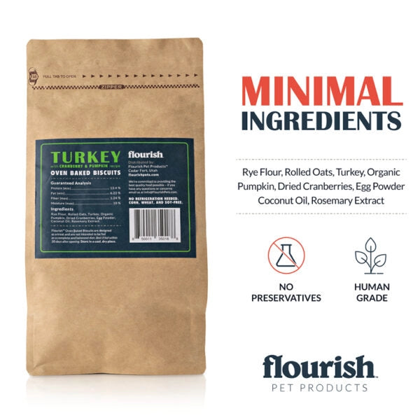 Turkey With Cranberry & Pumpkin Biscuits Dog Treats - 1 lbs