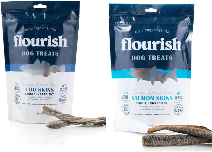 Freeze Dried Raw Cod Skins and Salmon Skins - 2 Pack