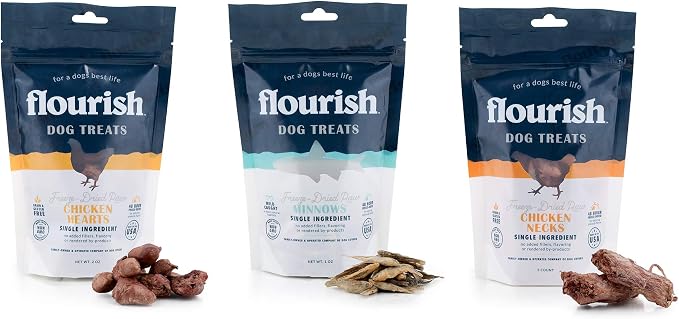 Freeze Dried Raw Chicken Hearts, Minnows and Chicken Necks - Variety Pack