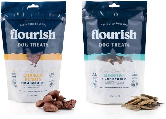 Freeze Dried Raw Large Minnows and Large Chicken Hearts - 2 Pack