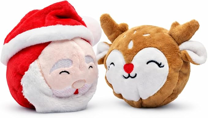 Santa and Prancer Dog Toys - 2 Pack